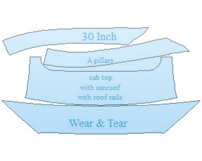 PAINT PROTECTION KIT - 2023 TOYOTA COROLLA CROSS L COMMON WEAR AREA KIT WITH ROOF RAILS & SUNROOF - PRECUT PPF CLEAR BRA WRAP