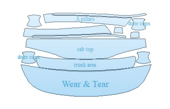 PAINT PROTECTION KIT - 2023 KIA STINGER GT-LINE COMMON WEAR AREA KIT - PRECUT PPF CLEAR BRA WRAP