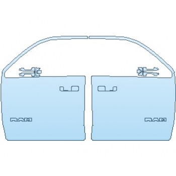 PAINT PROTECTION KIT - 2022 RAM 1500 REBEL DOORS FRONT WITH RAM EMBLEM QUAD CAB AND CREW CAB - PRECUT PPF CLEAR BRA WRAP
