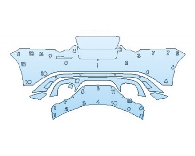 PAINT PROTECTION KIT - 2020 JAGUAR F-TYPE SVR FULLREAR BUMPER WITH SENSORS AND CAMRA (WITHOUT SVR BADGE) - PRECUT PPF CLEAR BRA WRAP