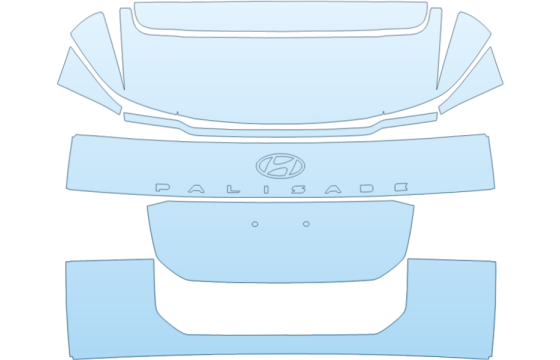 2027 HYUNDAI PALISADE ULTIMATE CALLIGRAPHY FULL REAR HATCH NO BADGES PPF kit 2027 HYUNDAI PALISADE ULTIMATE CALLIGRAPHY FULL REAR HATCH NO BADGES paint protection film kit