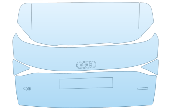 2025 AUDI Q5 SPORTBACK PROGRESSIV FULL REAR HATCH W/EMBLEMS PPF kit 2025 AUDI Q5 SPORTBACK PROGRESSIV FULL REAR HATCH W/EMBLEMS paint protection film kit