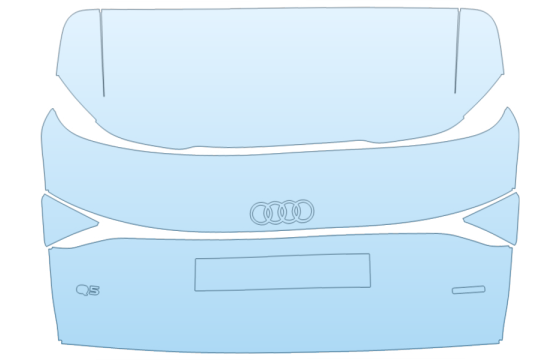 2025 AUDI Q5 SPORTBACK TECHNIK FULL REAR HATCH W/EMBLEMS paint protection film kit